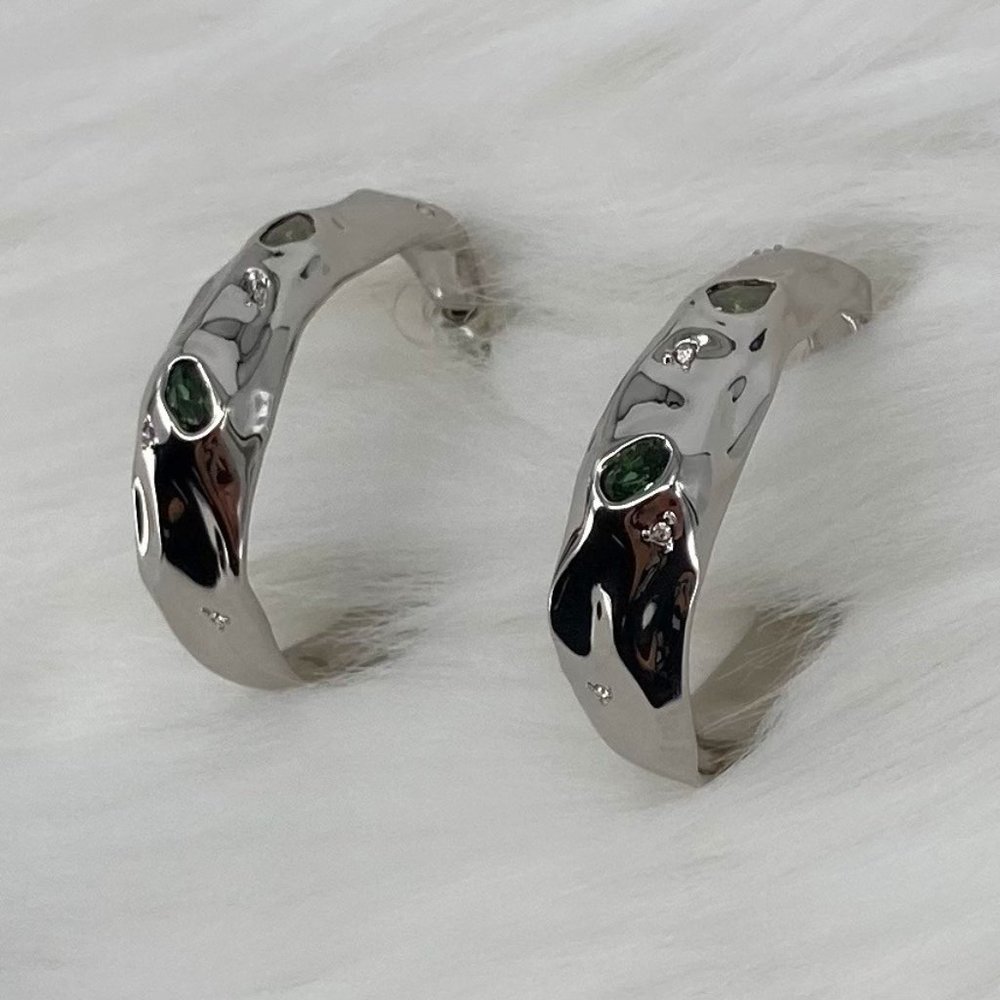 ALEXIS BITTAR - OS - NWOT Green Stone Hoop Earrings